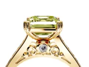 Solitaire Engagement Ring Setting for Fancy Yellow Asscher Cut Center with Channel Band and Double Claw Prong Head in Yellow Gold