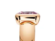 Solitaire Engagement Ring Setting for Fancy Pink Emerald Cut Center with Wide Band and Bezel Head in Rose Gold