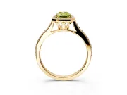Halo Engagement Ring Setting for Fancy Yellow Radiant Cut Center with Pave Accents, Heart Basket and Prong Head in Yellow Gold