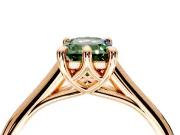 Solitaire Engagement Ring Setting for Fancy Green Emerald Cut Center with Cathedral Band and Prong Head in Rose Gold