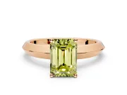 Solitaire Engagement Ring Setting for Fancy Yellow Emerald Cut Center with Wide Knife Ridge Band and Prong Head in Rose Gold