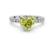 Solitaire Engagement Ring Setting for Fancy Yellow Heart-Shaped Center with Fine Pave Band and Claw Prong Head in Sterling Silver