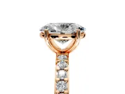 Solitaire Engagement Ring Setting for Oval Center with Round Cut Pave Band and Prong Head in Rose Gold