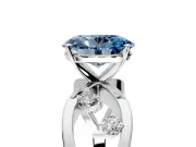 Solitaire Engagement Ring Setting for Fancy Blue Oval Center with Criss-Cross Accent Band and Prong Head in Platinum