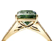 Solitaire Engagement Ring Setting for Fancy Green Princess Cut Center with Cathedral Channel Band and Prong Head in Yellow Gold