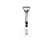 Side Accent Engagement Ring Setting for Fancy Green Radiant Cut Center with Accent Shoulders and Prong Head in Sterling Silver