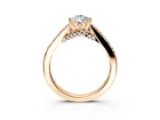 Solitaire Engagement Ring Setting for Pear-Shaped Center with Crossover Accents and Prong Head in Rose Gold