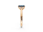 Solitaire Engagement Ring Setting for Fancy Blue Emerald Cut Center with Narrow Cathedral Band and Prong Head in Rose Gold
