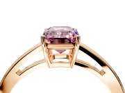 Solitaire Engagement Ring Setting for Fancy Pink Emerald Cut Center with Open Cathedral Shoulders and Prong Head in Rose Gold