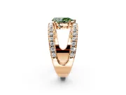 Solitaire Engagement Ring Setting for Fancy Green Pear-Shaped Center with Wide-Open Split Shank and Prong Head in Rose Gold