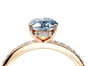 Solitaire Engagement Ring Setting for Fancy Blue Oval Center with Fine Pave Band and Prong Head in Rose Gold