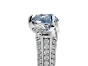Solitaire Engagement Ring Setting for Fancy Blue Heart-Shaped Center with Accented Split Shank and Prong Head in Sterling Silver