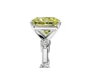 Solitaire Engagement Ring Setting for Fancy Yellow Radiant Cut Center with Bezel Station Band and Prong Head in Platinum