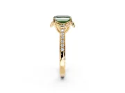 Floral Engagement Ring Setting for Fancy Green Asscher Cut Center with Four Accent Clusters and Prong Head in Yellow Gold