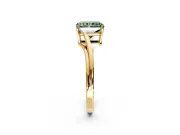 Solitaire Engagement Ring Setting for Fancy Green Radiant Cut Center with Plain Bypass Twist Band and Prong Head in Yellow Gold