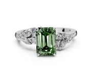 Solitaire Engagement Ring Setting for Fancy Green Emerald Cut Center with Marquise Accent Twist Band and Prong Head in Platinum