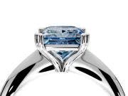 Solitaire Engagement Ring Setting for Fancy Blue Princess Cut Center with Reverse Tapered Band and Prong Head in Platinum