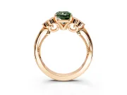 Cluster Engagement Ring Setting for Fancy Green Radiant Cut Center with Bezel Accent Clusters and Prong Head in Rose Gold
