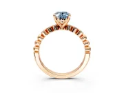 Solitaire Engagement Ring Setting for Fancy Blue Oval Center with Bezel-Dot Beaded Band and Prong Head in Rose Gold