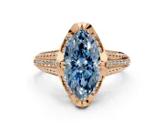 Solitaire Engagement Ring Setting for Fancy Blue Marquise Center with Accented Split Shank and Prong Head in Rose Gold