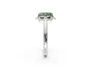 Floral Frame Engagement Ring Setting for Fancy Green Radiant Cut Center with Accent Clusters and Prong Head in Platinum