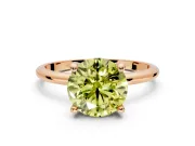 Minimalist Solitaire Engagement Ring Setting for Fancy Yellow Round Cut Center with Thin Band and Prong Head in Rose Gold