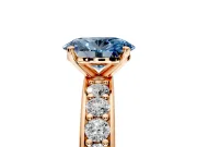Solitaire Engagement Ring Setting for Fancy Blue Oval Center with Channel-Set Accents and Prong Head in Rose Gold