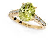 Solitaire Engagement Ring Setting for Fancy Yellow Oval Center with Crossover Accents and Prong Head in Yellow Gold