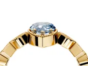Milgrain Bezel Engagement Ring Setting for Fancy Blue Pear-Shaped Center with Marquise Stations and Bezel Head in Yellow Gold