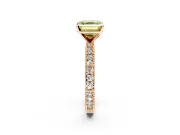 Solitaire Engagement Ring Setting for Fancy Yellow Asscher Cut Center with Milgrain-Edged Pave Band and Prong Head in Rose Gold