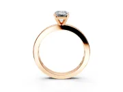 Solitaire Engagement Ring Setting for Emerald Cut Center with Channel Baguette Band and Prong Head in Rose Gold
