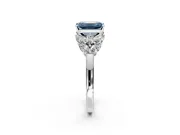 Leaf Cluster Engagement Ring Setting for Fancy Blue Emerald Cut Center with Marquise Accents and Prong Head in Platinum