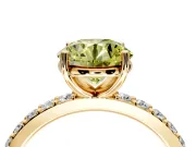 Solitaire Engagement Ring Setting for Fancy Yellow Round Cut Center with Round Cut Pave Band and Prong Head in Yellow Gold