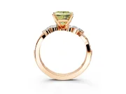 Solitaire Engagement Ring Setting for Fancy Yellow Princess Cut Center with Marquise Accent Twist Band and Prong Head in Rose Gold