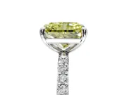 Solitaire Engagement Ring Setting for Fancy Yellow Radiant Cut Center with Pave Accents and Prong Head in White Gold