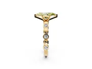 Solitaire Engagement Ring Setting for Fancy Yellow Marquise Center with Beaded Bezel Station Band and Prong Head in Yellow Gold
