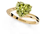 Solitaire Engagement Ring Setting for Fancy Yellow Heart-Shaped Center with Plain Bypass Twist Band and Prong Head in Yellow Gold