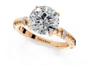Rope Engagement Ring Setting for Round Cut Center with Accent Shoulders and Prong Head in Rose Gold