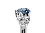 Cluster Engagement Ring Setting for Fancy Blue Heart-Shaped Center with Round Cut Accent Frame and Prong Head in Sterling Silver