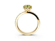 Solitaire Engagement Ring Setting for Fancy Yellow Round Cut Center with Round Cut Pave Band and Prong Head in Yellow Gold