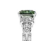 Solitaire Engagement Ring Setting for Fancy Green Radiant Cut Center with Filigree Band and Prong Head in Platinum