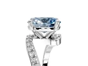 Solitaire Engagement Ring Setting for Fancy Blue Oval Center with Pave Bypass Swirl Band and Prong Head in Sterling Silver