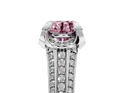 Solitaire Engagement Ring Setting for Fancy Pink Round Cut Center with Accented Split Shank and Prong Head in Sterling Silver