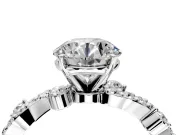 Solitaire Engagement Ring Setting for Round Cut Center with Bar-Station Pave Twist and Prong Head in Platinum