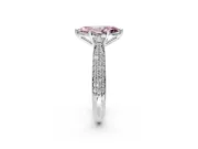 Solitaire Engagement Ring Setting for Fancy Pink Marquise Center with Multi-Row Accents and Prong Head in Sterling Silver