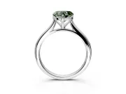 Solitaire Engagement Ring Setting for Fancy Green Heart-Shaped Center with Narrow Cathedral Band and Prong Head in White Gold
