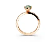 Solitaire Engagement Ring Setting for Fancy Green Marquise Center with Fine Pave Band and Claw Prong Head in Rose Gold