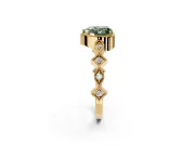 Milgrain Bezel Engagement Ring Setting for Fancy Green Heart-Shaped Center with Marquise Stations and Bezel Head in Yellow Gold