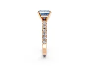 Solitaire Engagement Ring Setting for Fancy Blue Princess Cut Center with Large Accents and Prong Head in Rose Gold