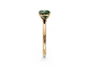 Solitaire Engagement Ring Setting for Fancy Green Cushion Cut Center with Straight Thin Band and Prong Head in Yellow Gold